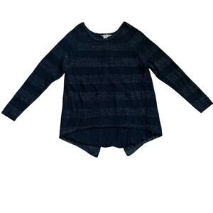 Nine West Vintage America Collection Black Striped Shimmer NYE Top Size M